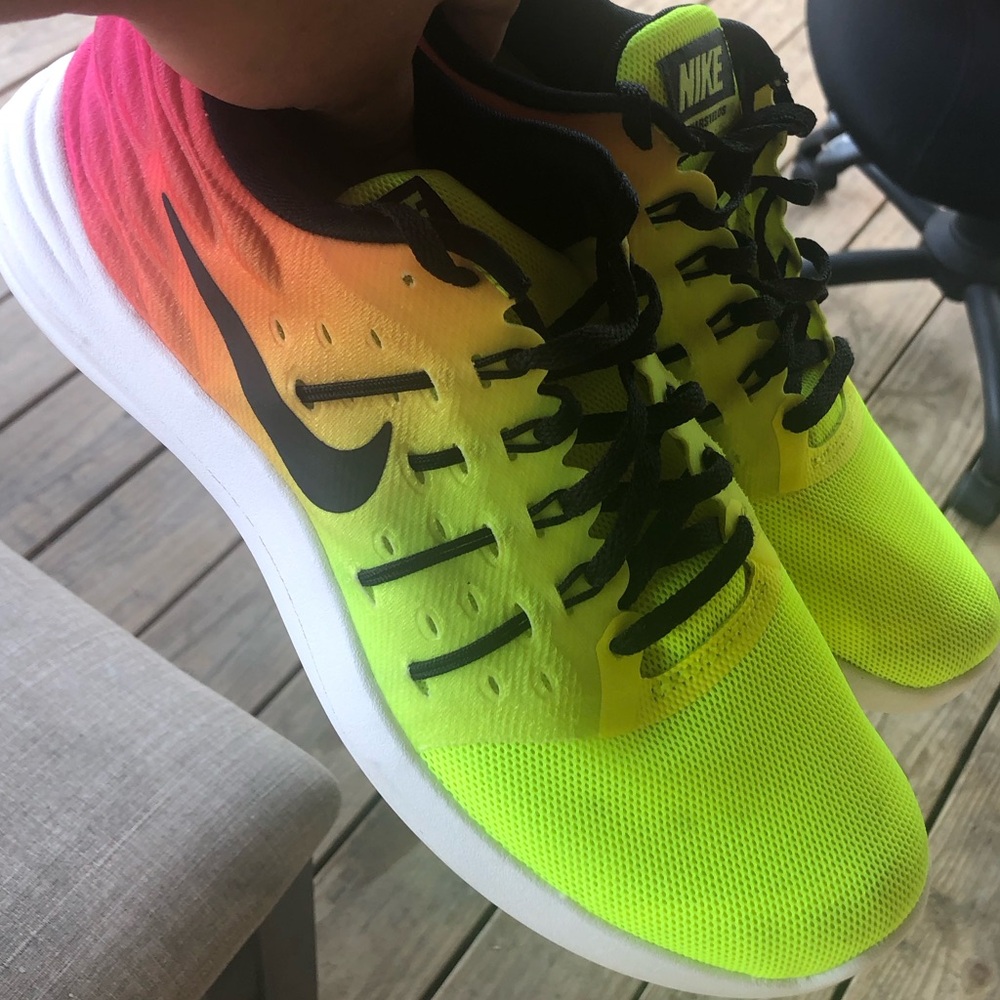 Nike Neon Yellow and Pink Gradient Sneakers